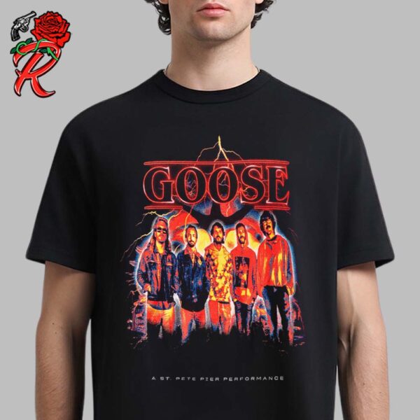 Goose Band Happy Halloween 2024 Merch Tee For Show Tonight Welcome To St Petersburg Florida At St Pete Pier Stranger Things Inspired Artwork Unisex T-Shirt