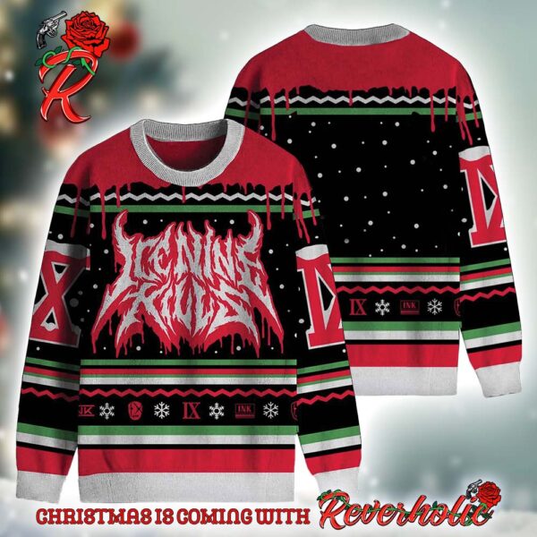 Ice Nine Kills Big Logo Holiday 2024 Horrorday Knitted Ugly Christmas Sweater