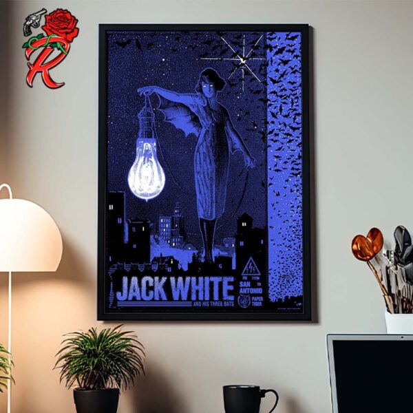 Jack White Concert Poster For San Antonio Texas At Paper Tiger On November 15 2024 Home Decor Poster Canvas