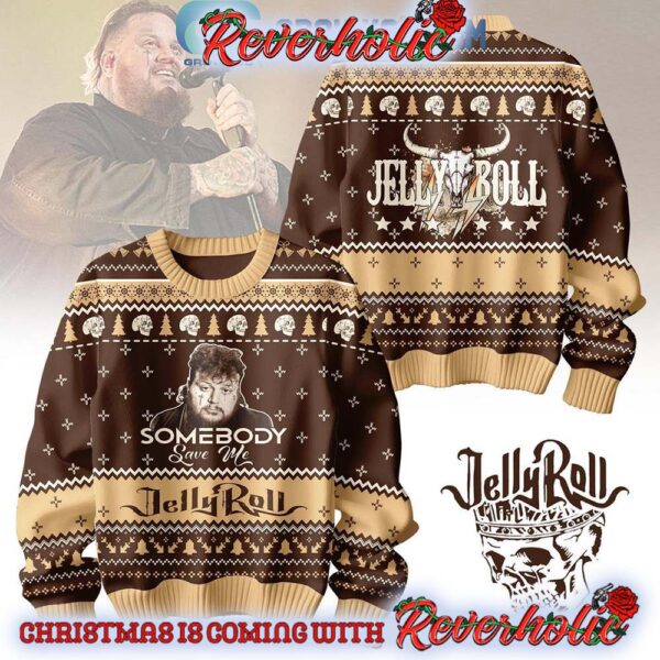 Jelly Roll Somebody Save Me Merry Christmas Gifts For Holiday Christmas Ugly Sweater