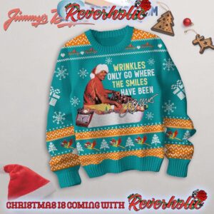 Jimmy Buffett Christmas Wrinkles Only Go Where The Smiles Have Been Christmas Ugly Sweater Blue