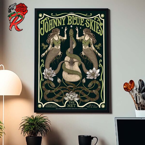 Johnny Blue Skies Concert Poster For Philadelphia Pennsylvania At The Met First Night Color On November 12 And 13 2024 Home Decor Poster Canvas