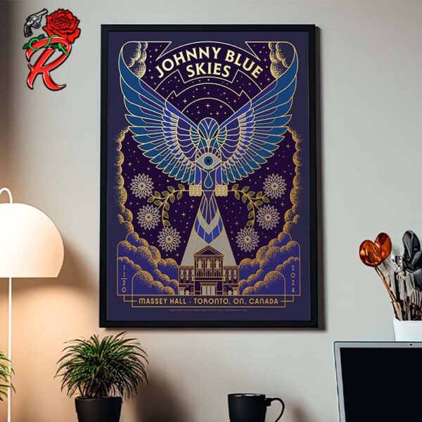 Johnny Blue Skies Sturgill Simpson Gig Poster For Show In Toronto Ontario Canada Night 1 At Massey Hall On November 20 2024 Home Decor Poster Canvas