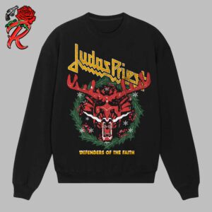 Judas Priest Defenders Of The Faith Xmas Holiday Style Reindeer With Christmas Wreath Unisex Sweater T-Shirt