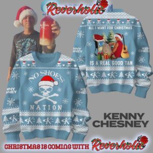 Kenny Chesney No Shoes Nation 2024 Christmas Christmas Ugly Sweater Light Blue Design