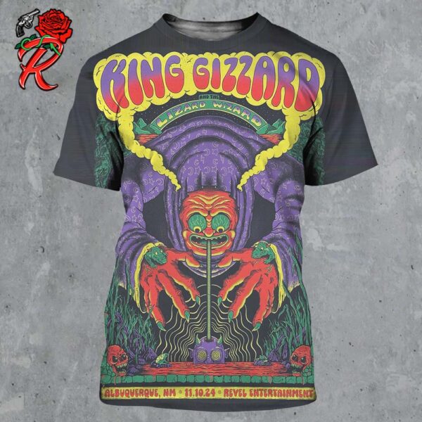 King Gizzard And The Lizard Wizard Poster For Show In Albuquerque New Mexico At Revel Entertainment On November 11 2024 All Over Print Shirt