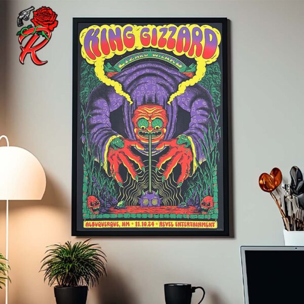 King Gizzard And The Lizard Wizard Poster For Show In Albuquerque New Mexico At Revel Entertainment On November 11 2024 Home Decor Poster Canvas