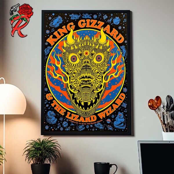 King Gizzard And The Lizard Wizard Poster For Show In Atlanta Georgia At Fox Theatre Atlanta On November 19 2024 Dragon Art Home Decor Poster Canvas