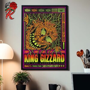 King Gizzard And The Lizard Wizard Poster For Show In Miami Florida At Factory Town On November 21 2024 Home Decor Poster Canvas