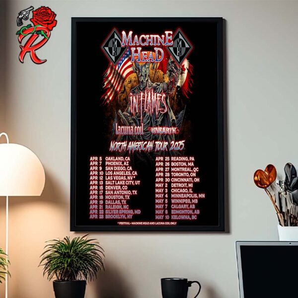 Machine Head North American Tour 2025 Poster Tour Dates List Home Decor Poster Canvas