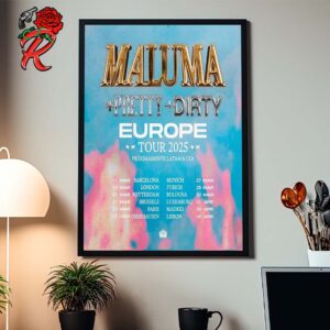 Maluma Pretty Dirty Europe Tour 2025 Tour Date List Home Decor Poster Canvas