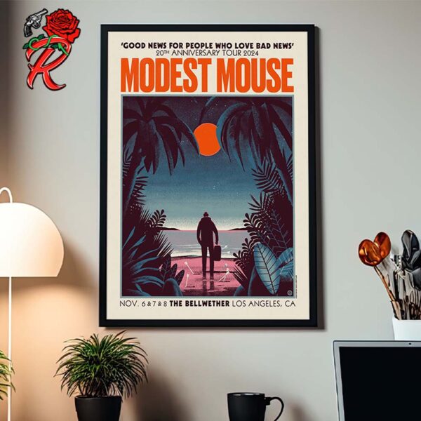 Modest Mouse Good News For People Who Love Bad News 20th Anniversary Tour 2024 Poster For Shows In Los Angeles California At The Bellwether On November 6 7 And 8 2024 Decor Poster Canvas