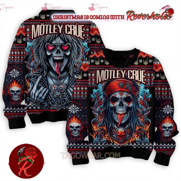 Motley Crue Skull Bad Ass Holiday Gift For Fans Ugly Christmas Sweater