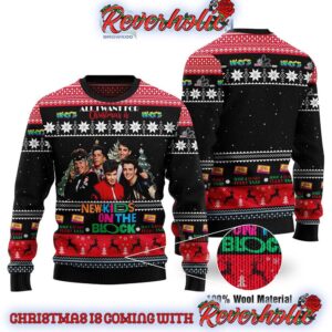 New Kids On The Block Black Design All I Want For Christmas Is NKOTB Have A Funky Fulky Xmas Gifts For Holiday Christmas Ugly Sweater