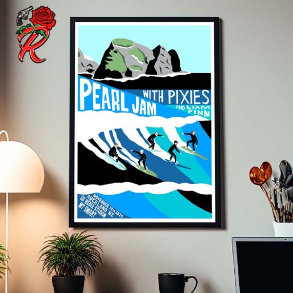 Pearl Jam Event Poster For Auckland Night 2 New Zealand At Go Media Stadium Mt Smart On November 10 2024 The Surfing Art Home Decor Poster Canvas