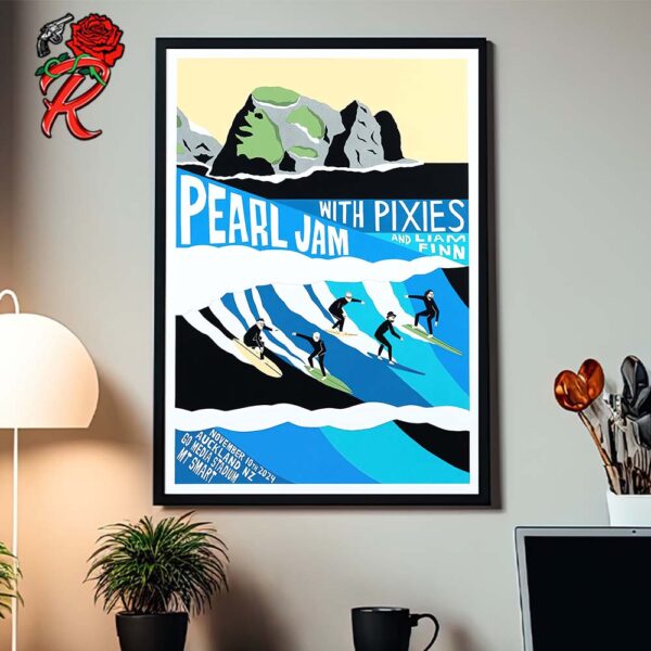 Pearl Jam Event Poster For Auckland Night 2 New Zealand At Go Media Stadium Mt Smart On November 10th 2024 The Surfing Art Home Decor Poster Canvas