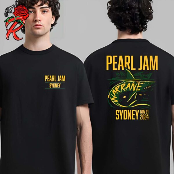 Pearl Jam Event Tee For Sydney Australia Night 1 At Engie Stadium On November 21 2024 Warrane Shark Art Two Sides Unisex T-Shirt