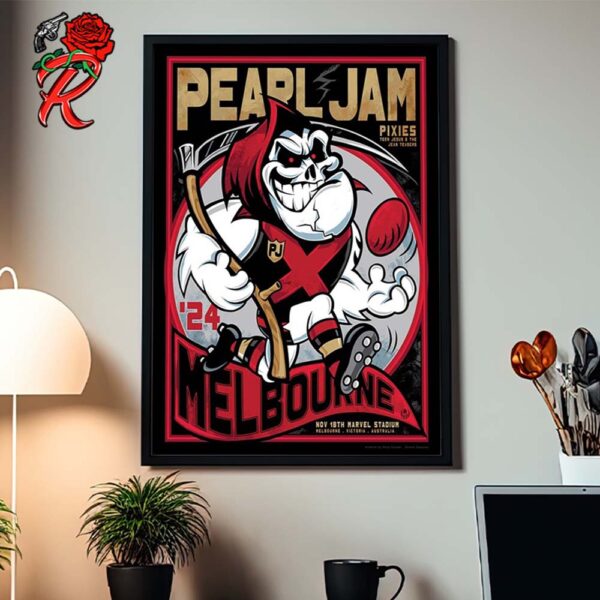 Pearl Jam Melbourne Australia Pop Up Shop Event Tee Night 2 At Marvel Stadium On November 18 2024 Art By Rhys Cooper Home Decor Poster Canvas