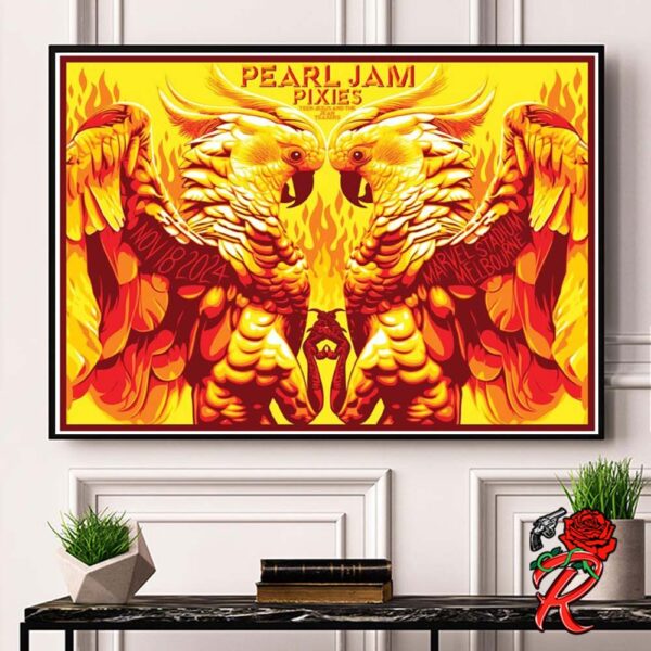 Pearl Jam Melbourne Australia Pop Up Shop Event Poster Night 2 At Marvel Stadium On November 18 2024 The Parrots Art By Ben Frost Hom Decor Poster Canvas