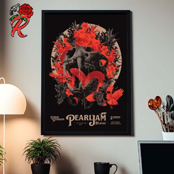 Pearl Jam Merch Event Poster For Sydney Australia Night 2 At Engie Stadium On November 23 2024 The Skull And Snake Art By Tomasz Majewski Home Decor Poster Canvas