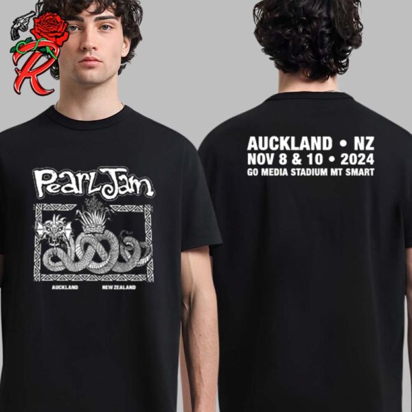 Pearl Jam Tawhina Tee For Show In Auckland New Zealand At Go Media Stadium Mt Smart On November 8 2024 Sea Dragon Art Two Sides Unisex T-Shirt