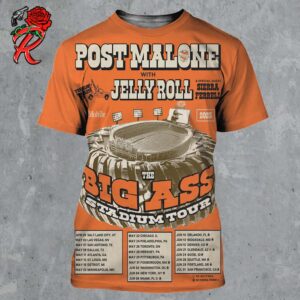 Post Malone With Jelly Roll And Sierra Ferrell The Big Ass Stadium Tour 2025 Tour Dates List All Over Print Shirt