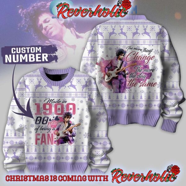 Prince Made In 19xx With Years Of Being A Fan Personalized Christmas Gifts For Holiday Christmas Ugly Sweater