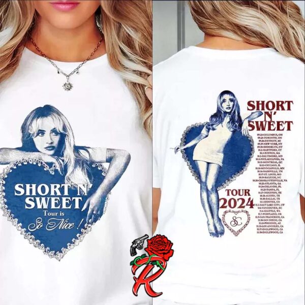 Sabrina Carpenter Shortn N Sweet Tour 2024 Color Version Two Sides Unisex T-Shirt