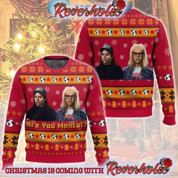 Saturday Night Live Waynes World Are you Mental Christmas Gifts For Holiday Christmas Ugly Sweater