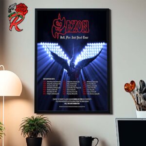 Saxon Hell Fire And Steel Tour 2025 European Dates Tour Schedule List Home Decor Poster Canvas