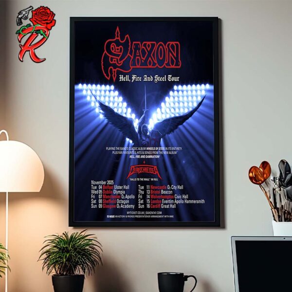 Saxon Hell Fire And Steel Tour UK And Ireland Tour On November 2025 Schedule List Home Decor Poster Canvas