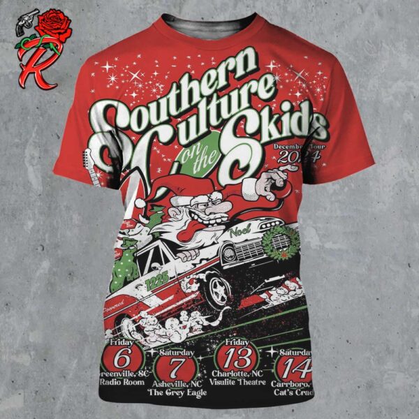 Southern Culture On The Skids Tour On The December Tour 2024 Poster Crazy Santa Art All Over Print Shirt