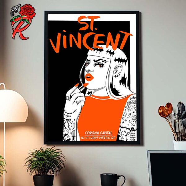 St Vincent Poster For Show In Ciudad De Mexico At Corona Capital On November 16 2024 Home Decor Poster Canvas