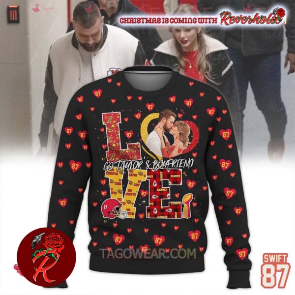 Taylor Swift And Travis Kelce Love Go Taylor’s Boyfriends Valentine Ugly Christmas Sweater