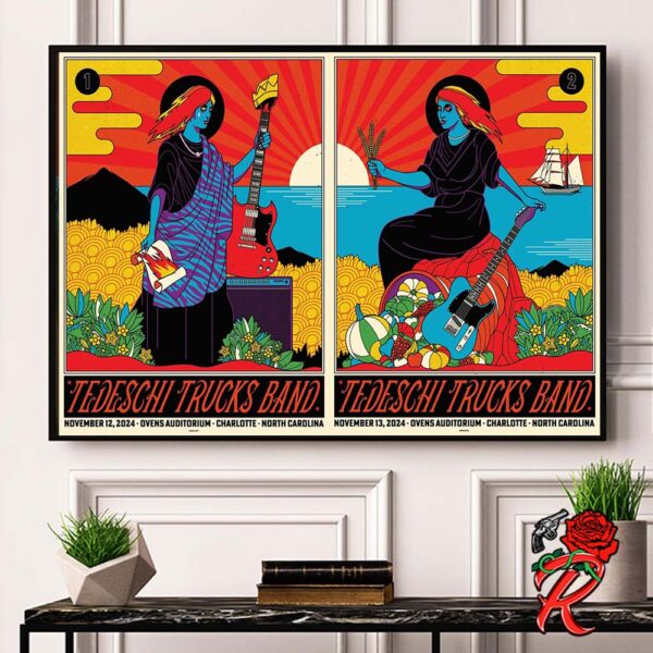 Tedeschi Trucks Band Combined Poster For Shows In Charlotte North Carolina At Dvens Auditorium On November 12 And 13 2024 Decor Poster Canvas