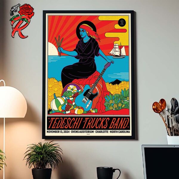 Tedeschi Trucks Band Poster For Show In Charlotte North Carolina Night 2 At Dvens Auditorium On November 13 2024 Home Decor Poster Canvas