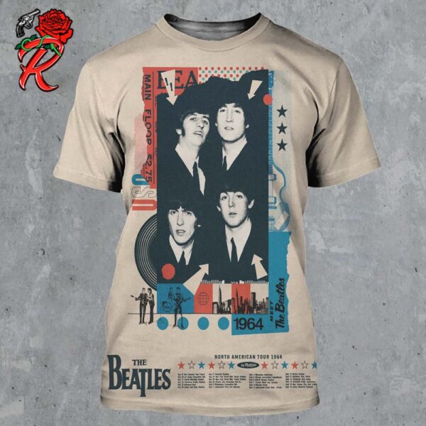 The Beatles 60th Anniversary Limited Edition Poster The Beatles North American Tour 1964 All Over Print Shirt