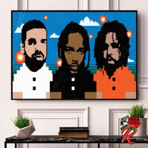 The Big Three Kendrick Lamar Drake And J Cole 8 Bit Style Art Home Decor Poster Canvas