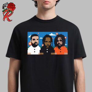 The Big Three Kendrick Lamar Drake And J Cole 8 Bit Style Art Unisex T-Shirt