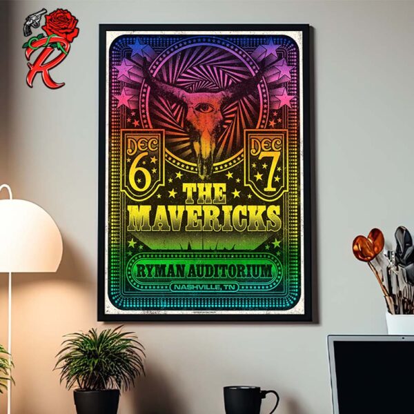 The Mavericks Poster For Shows In Nashville Tennessee At Ryman Auditorium On December 6 And 7 2024 Home Decor Poster Canvas