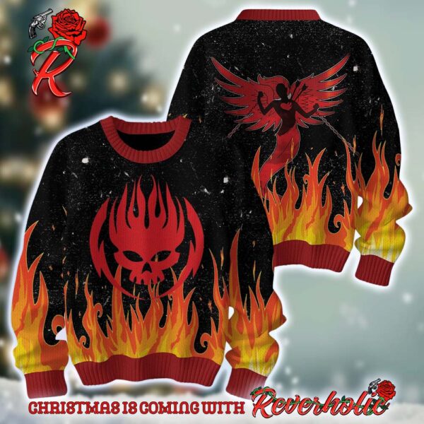 The Offspring Logo On Fire 2024 Ugly Christmas Sweater