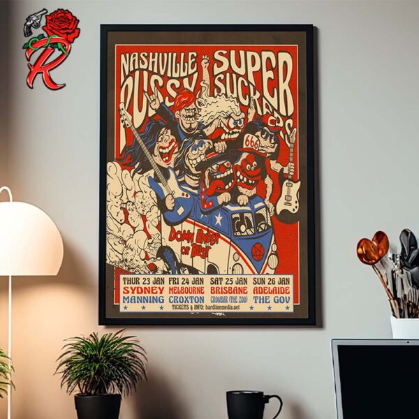 The Supersuckers And Nashville Pussy January 2025 Australian Tour Home Decor Poster Canvas