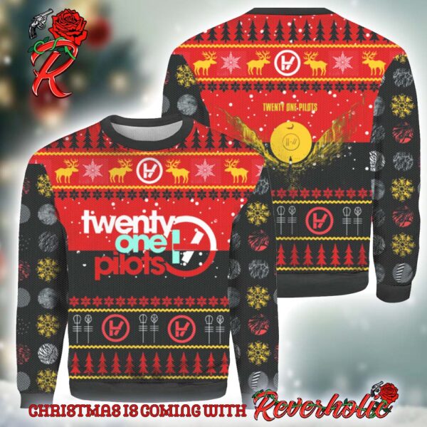 Twenty One Pilots Big Logo Reindeer Xmas Gift For Fans Ugly Christmas Sweater