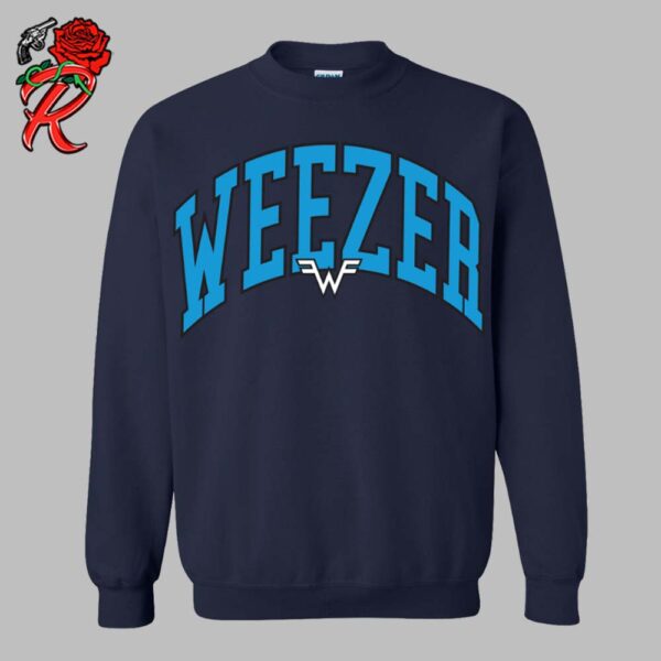 Weezer Navy Collegiate Crewneck 2024 Blue Holiday Merch Collection Unisex Sweater T-Shirt