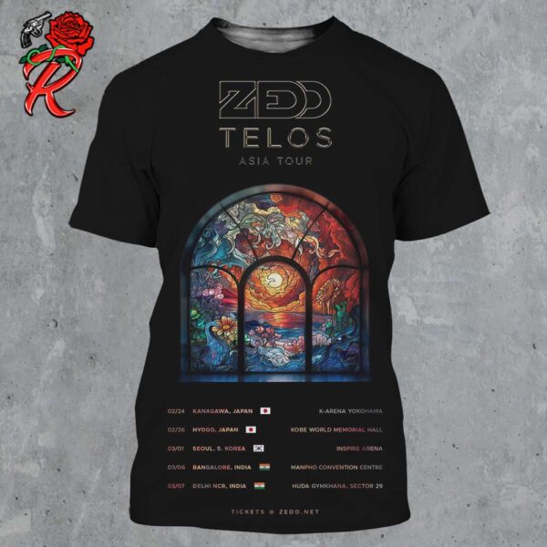 Zedd Telos Asia Tour 2025 Tour Dates List All Over Print Shirt