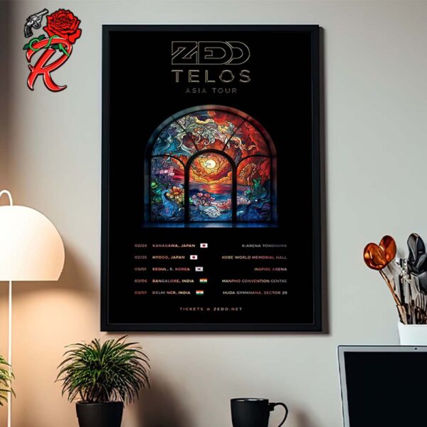 Zedd Telos Asia Tour 2025 Tour Dates List Home Decor Poster Canvas