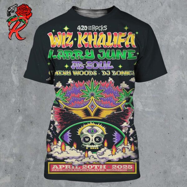 Annual 420 On The Rocks With Wiz Khalifa Larry June AB Soul Chevy Woods And DJ Bonics At Red Rocks Amphitheatre In Morrison On April 20 2025 All Over Print Shirt