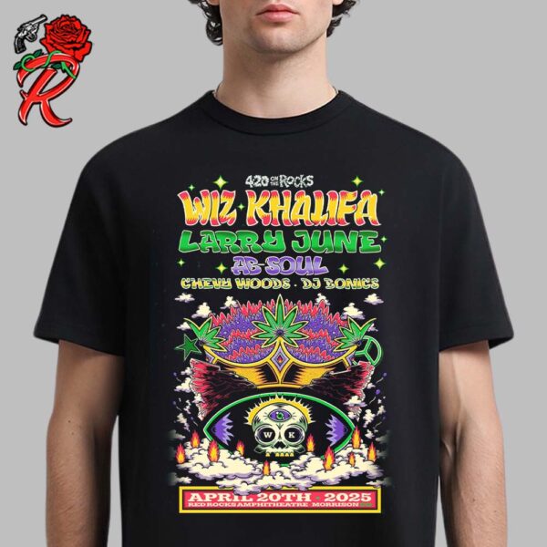 Annual 420 On The Rocks With Wiz Khalifa Larry June AB Soul Chevy Woods And DJ Bonics At Red Rocks Amphitheatre In Morrison On April 20 2025 Unisex T-Shirt