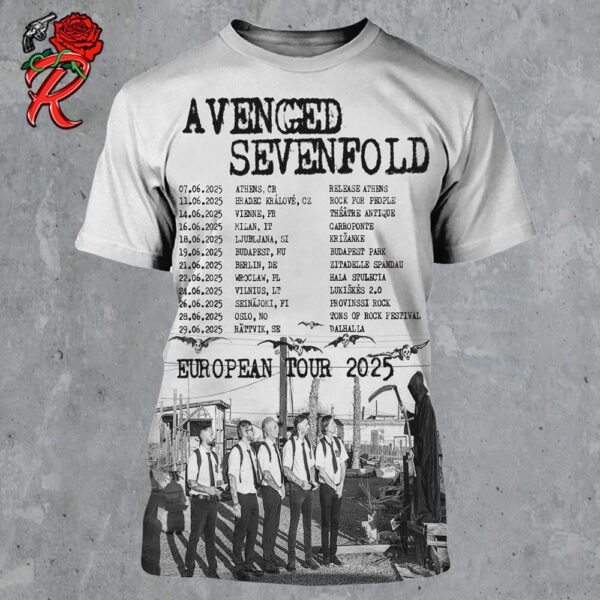 Avenged Sevenfold European Tour 2025 Tour Schedule Dates List All Over Print Shirt