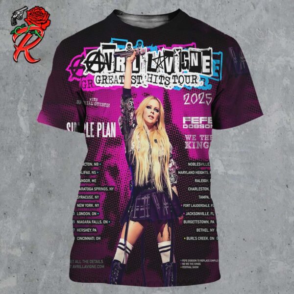 Avril Lavigne Greatest Hits Tour 2025 North America Tour Schedule Date List All Over Print Shirt